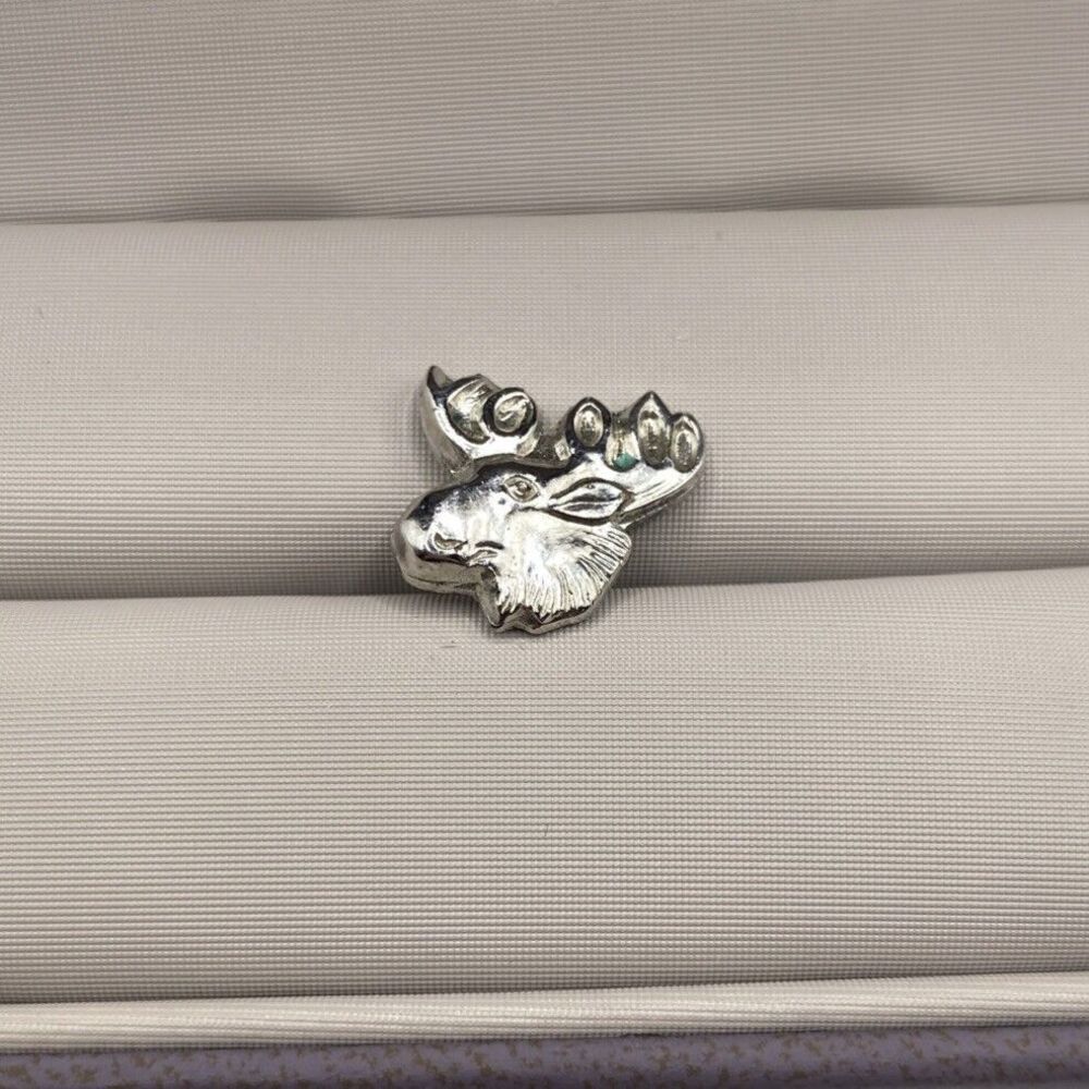 Vintage Ballou Reg'd Silver Tone Moose Head‎ Tie Tack/Lapel Pin
